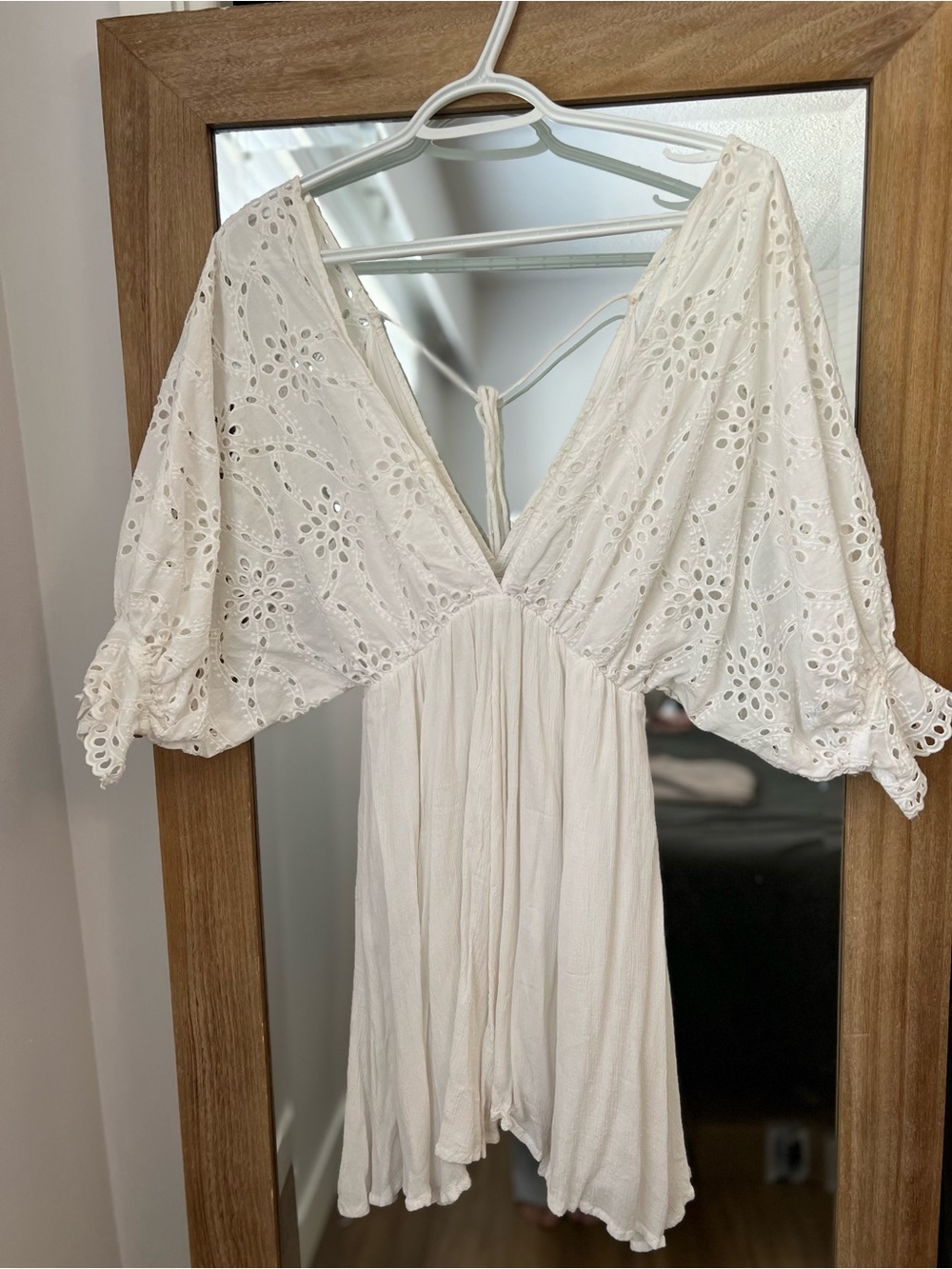 Vici White Eyelet V-Neck Mini Dress